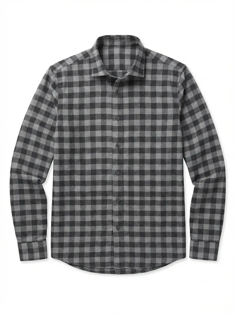 Chemise en flanelle à carreaux gris