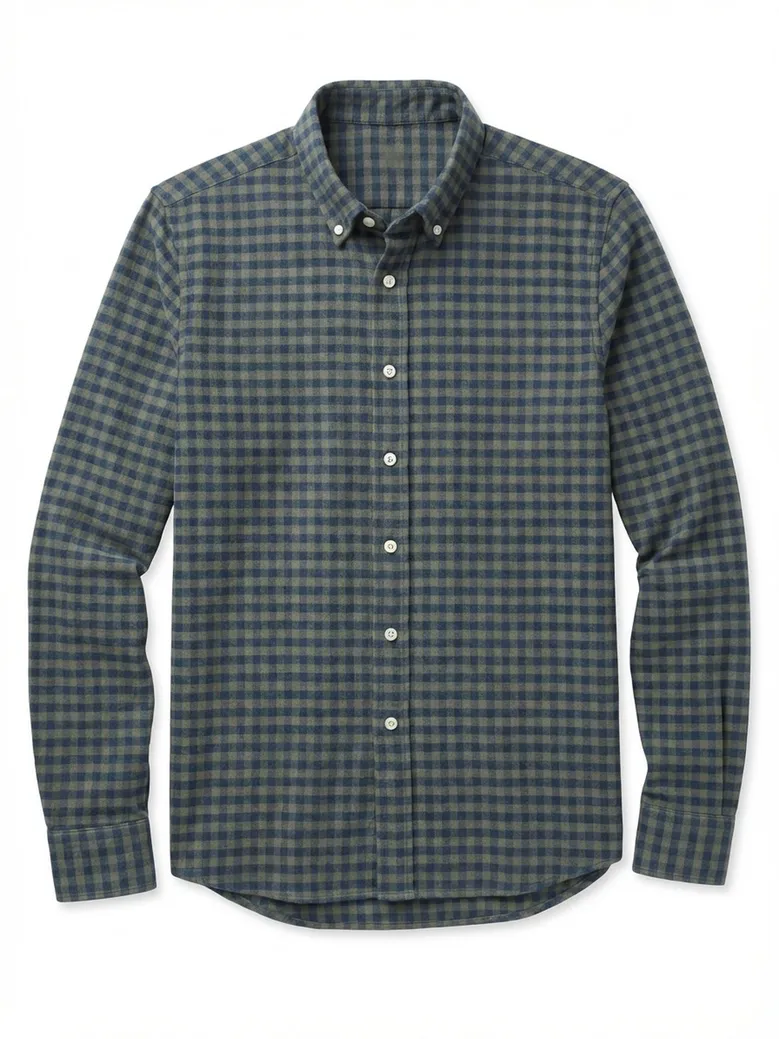 Chemise en flanelle à carreaux vert kaki