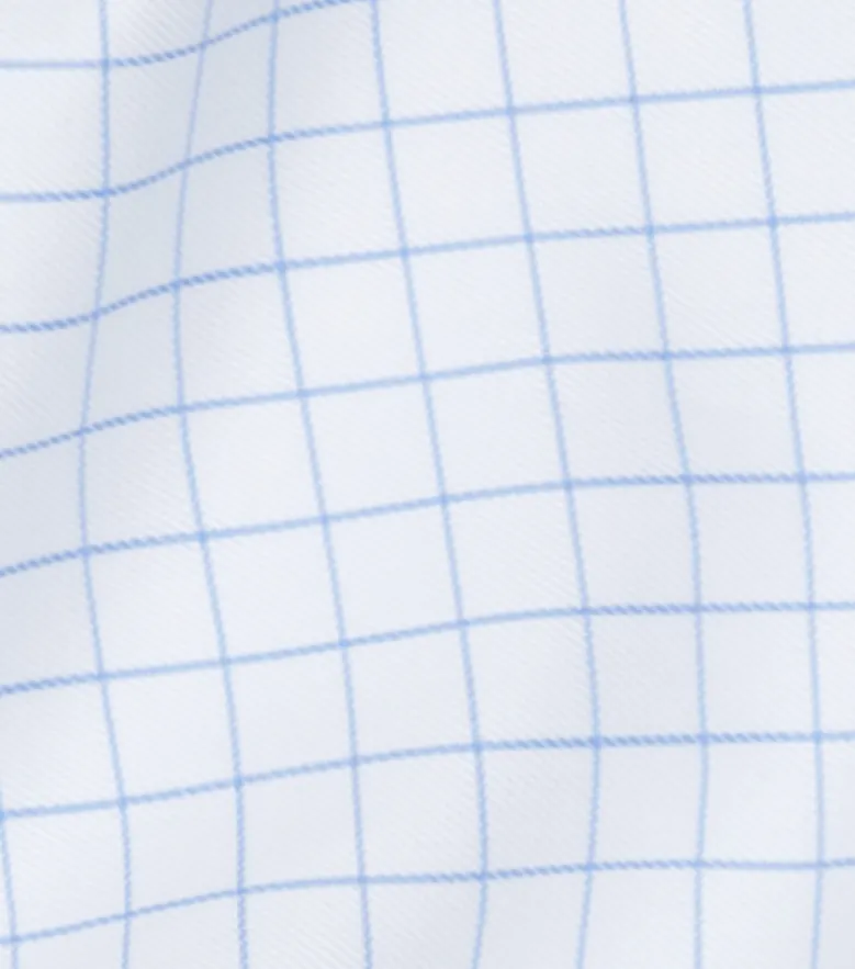 Chemise en twill à carreaux bleu ciel facile à repasser