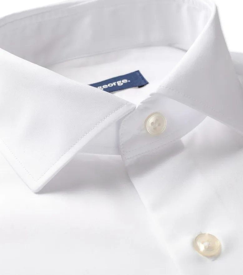 Chemise en popeline unie blanche facile à repasser