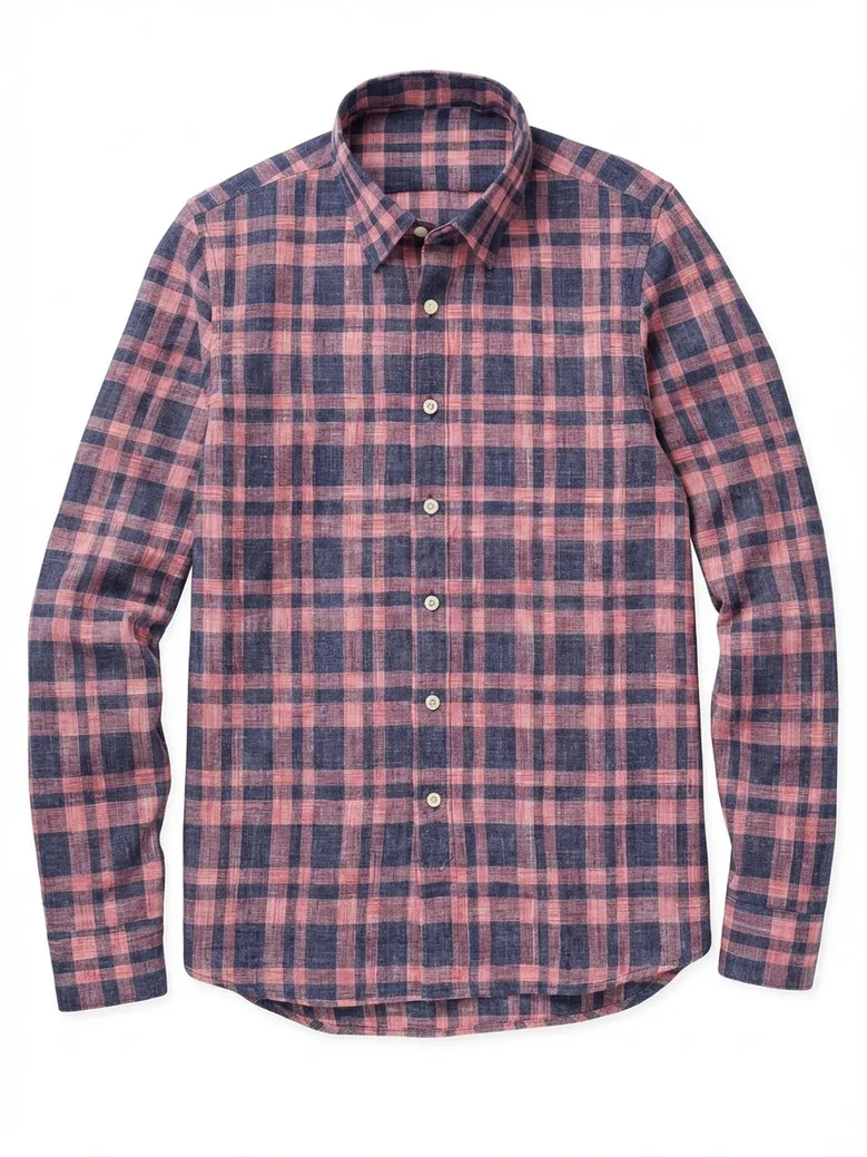 Chemise en lin à carreaux rouge