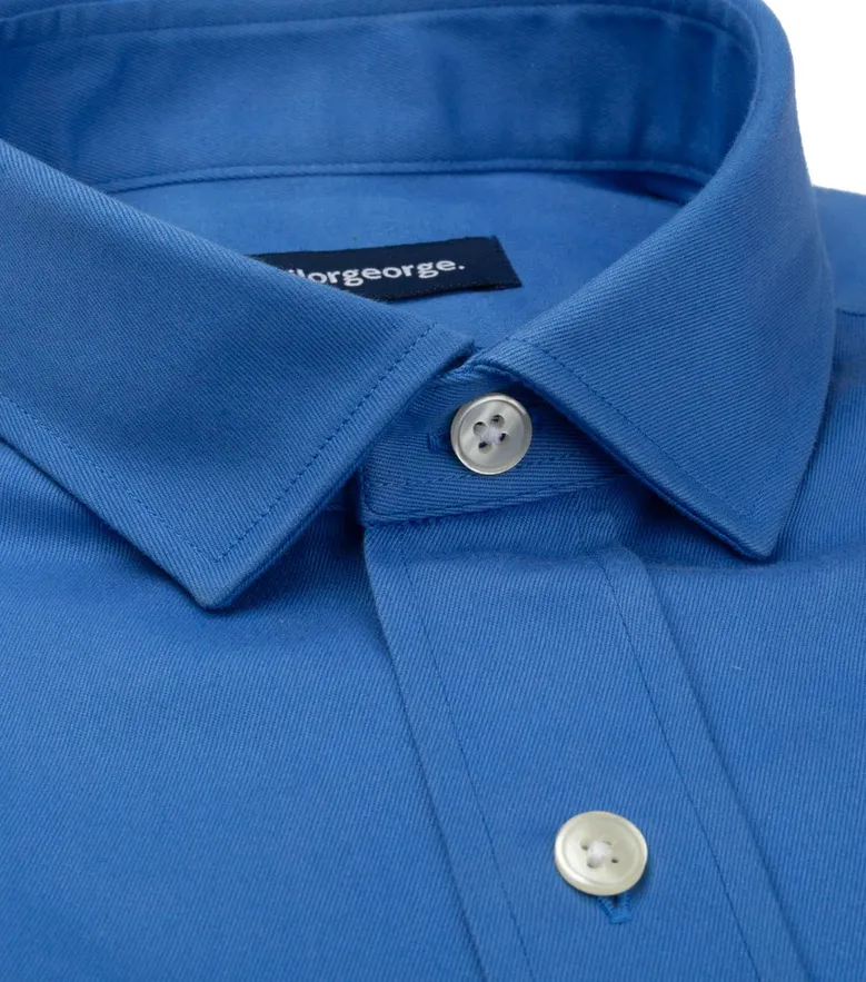 Chemise en gabardine épaisse uni bleu