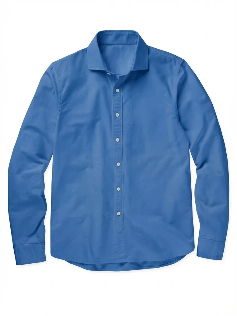 Chemise en gabardine épaisse uni bleu