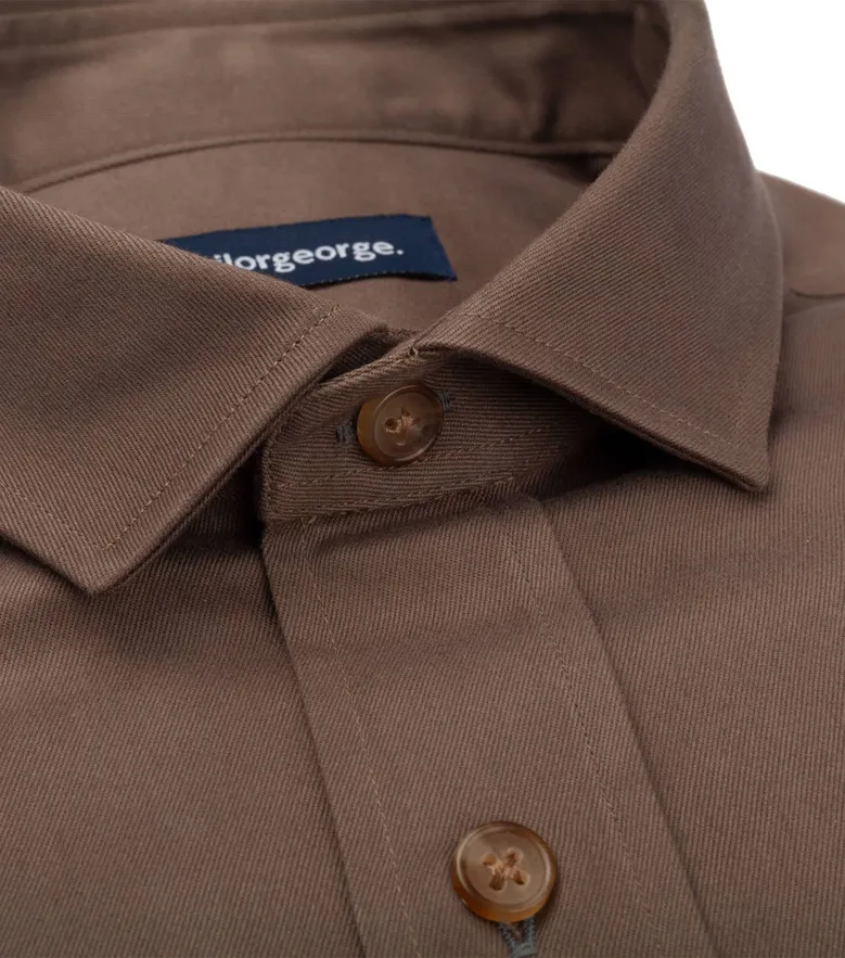 Chemise en gabardine épaisse uni marron