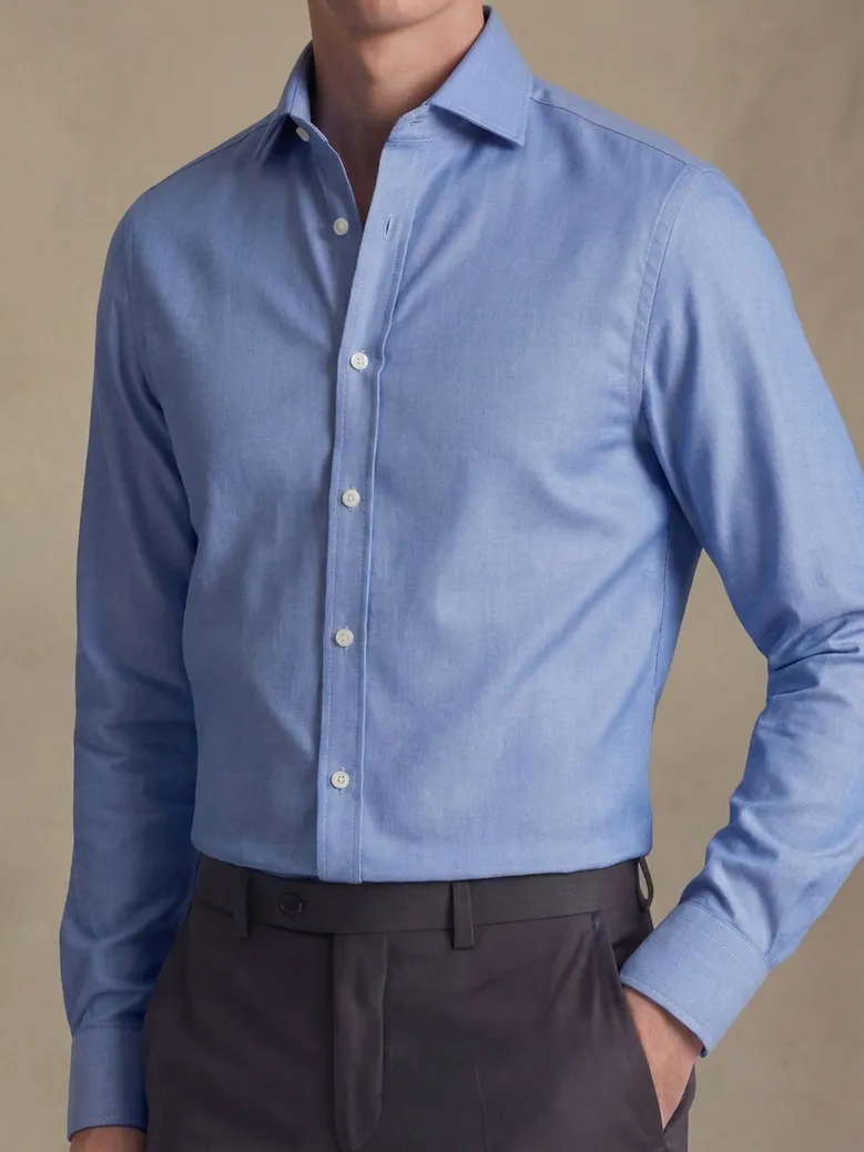 Chemise en twill uni bleu vif