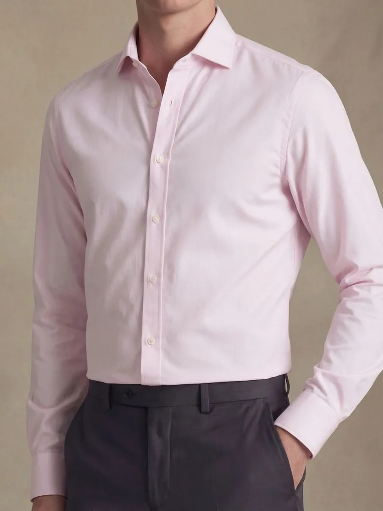 Chemise en popeline uni rose pâle