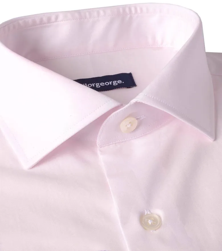 Chemise en popeline uni rose pâle