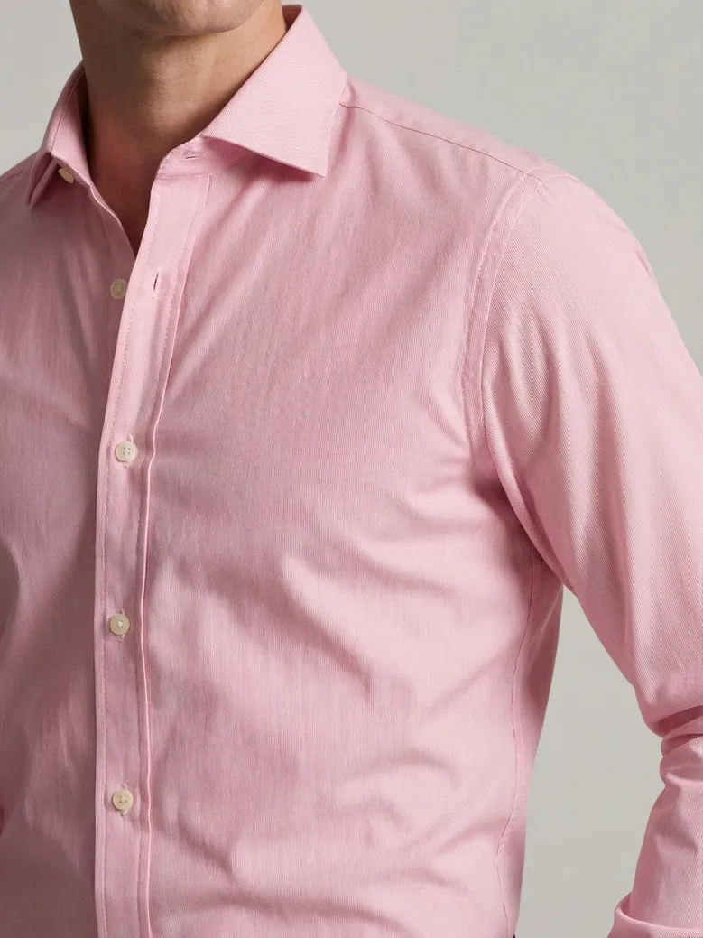 Chemise en popeline à rayures rouge