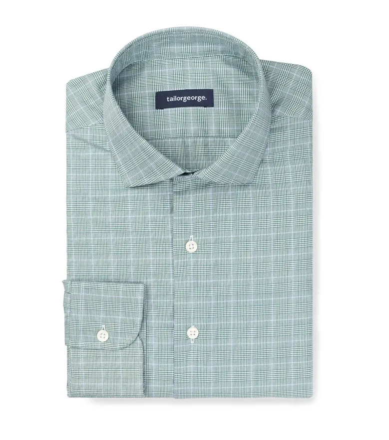 Chemise en twill à carreaux vert anglais facile à repasser
