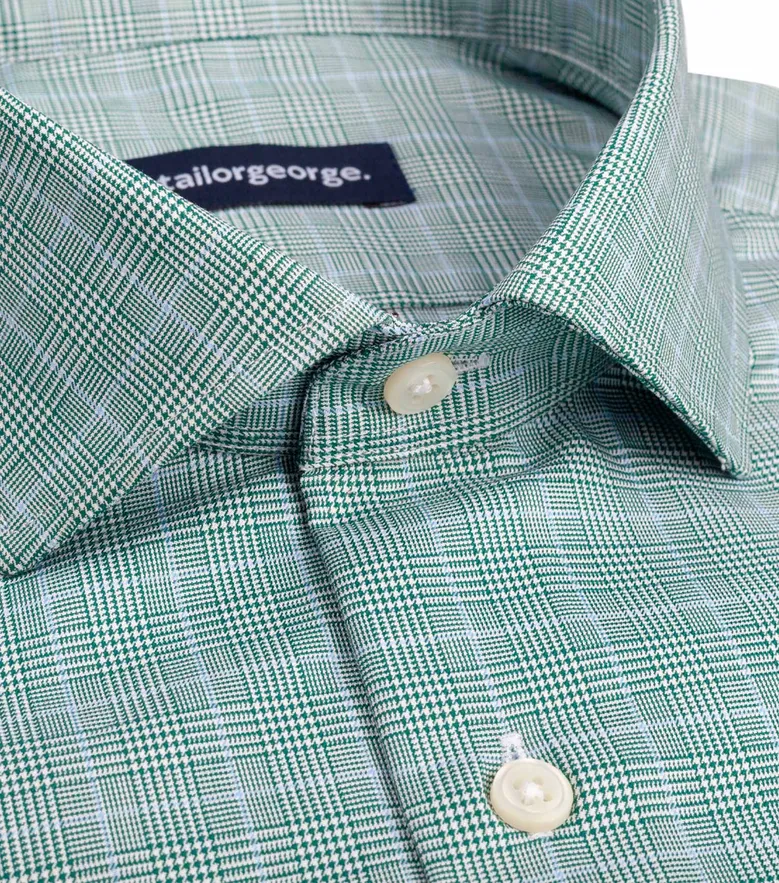 Chemise en twill à carreaux vert anglais facile à repasser