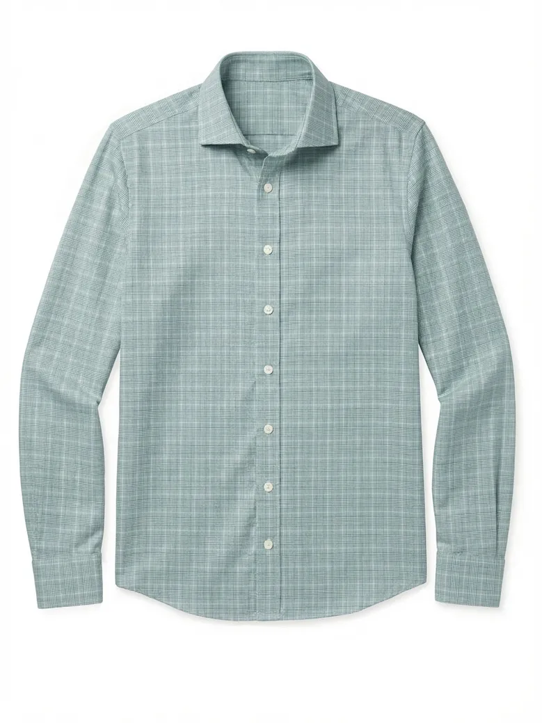 Chemise en twill à carreaux vert anglais facile à repasser