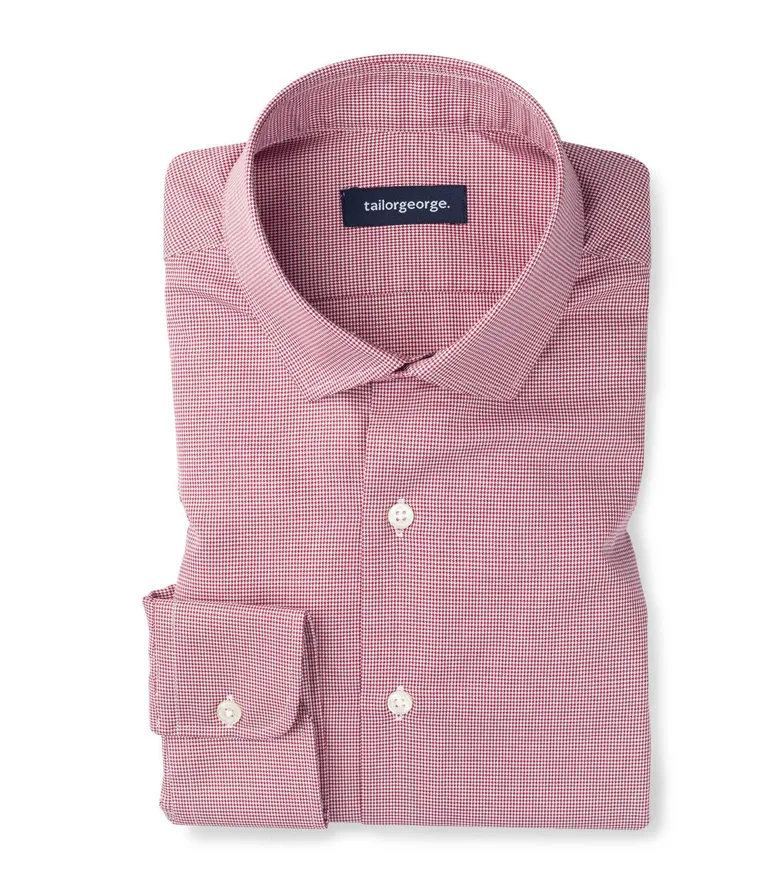 Chemise en twill à carreaux rouge facile à repasser