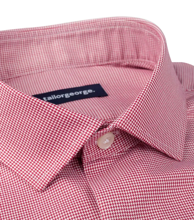 Chemise en twill à carreaux rouge facile à repasser