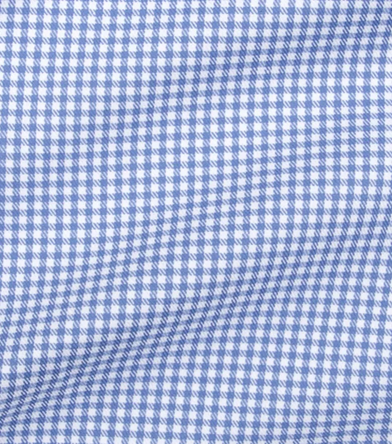 Chemise en twill à carreaux bleus facile à repasser