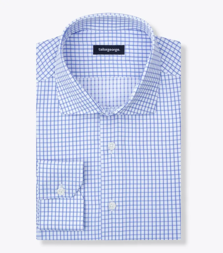 Chemise en twill à carreaux bleu ciel