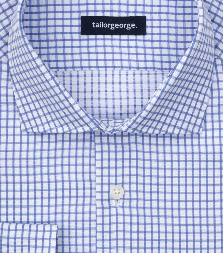 Chemise en twill à carreaux bleu ciel