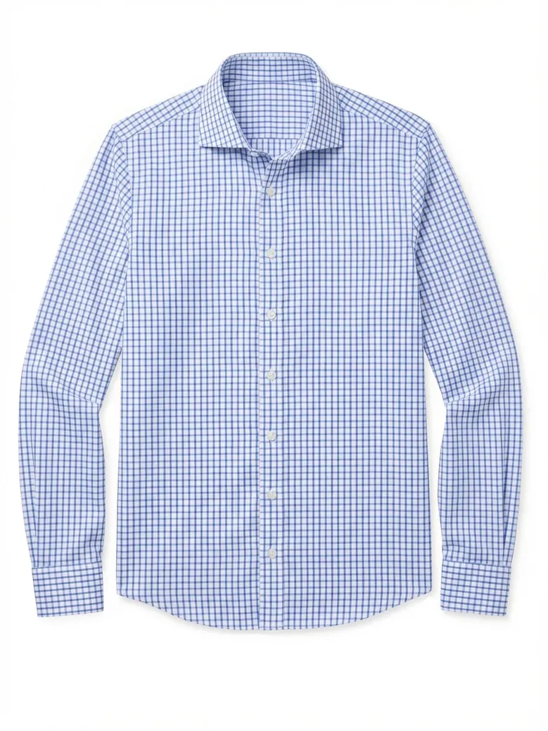 Chemise en twill à carreaux bleu ciel