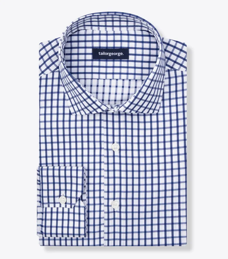 Chemise en twill à carreaux bleu marine