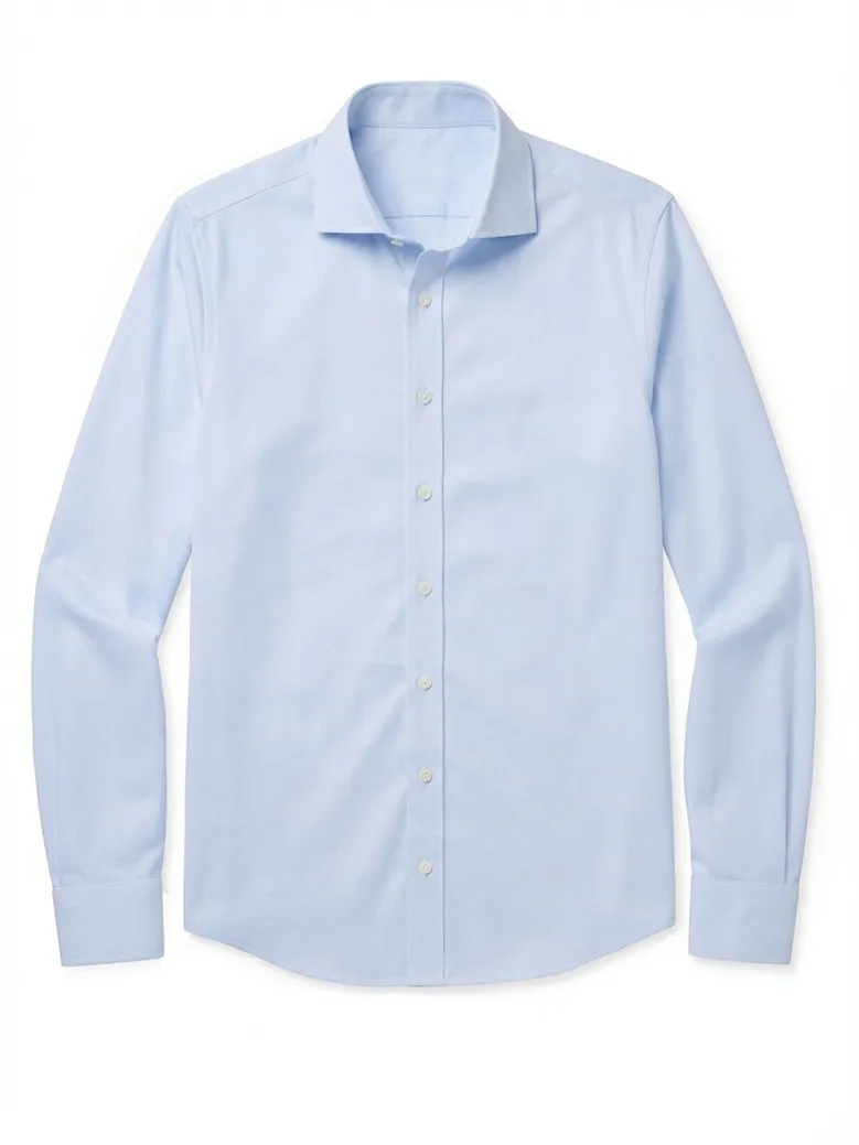 Chemise en popeline unie bleu ciel facile à repasser