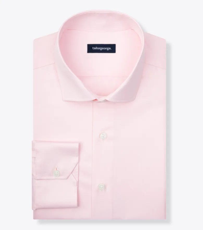 Chemise en popeline unie rose pâle facile à repasser
