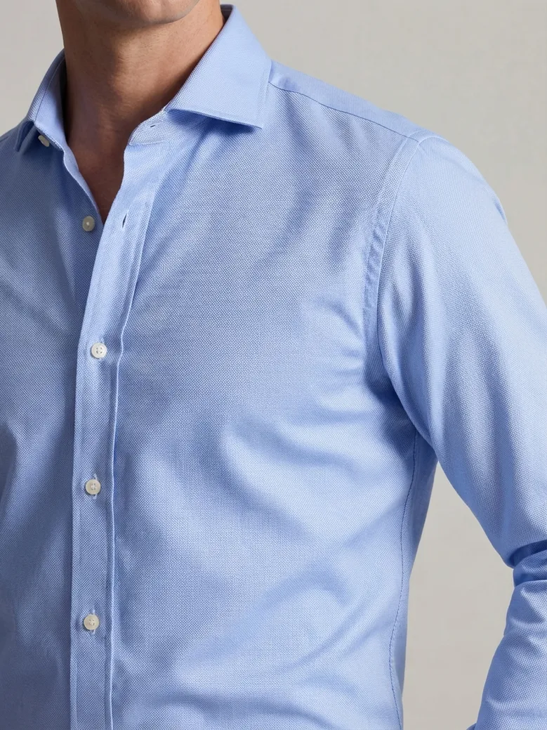 Chemise dobby facile à repasser uni bleu ciel