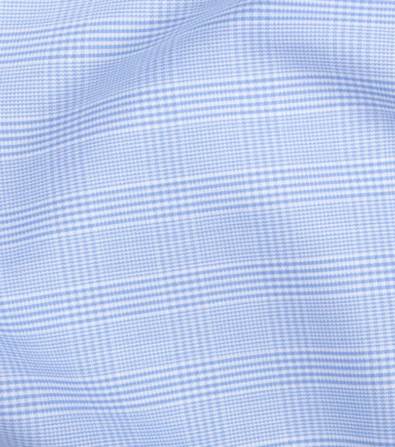 Chemise en popeline à carreaux bleu ciel facile à repasser