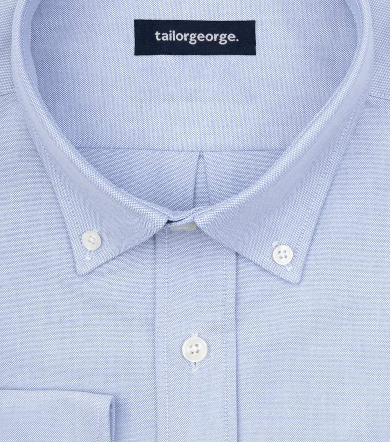 Chemise en Oxford américain épais uni bleu clair