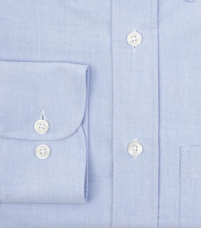 Chemise en Oxford américain épais uni bleu clair