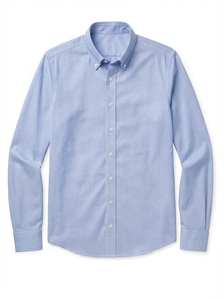 Chemise en Oxford américain épais uni bleu clair