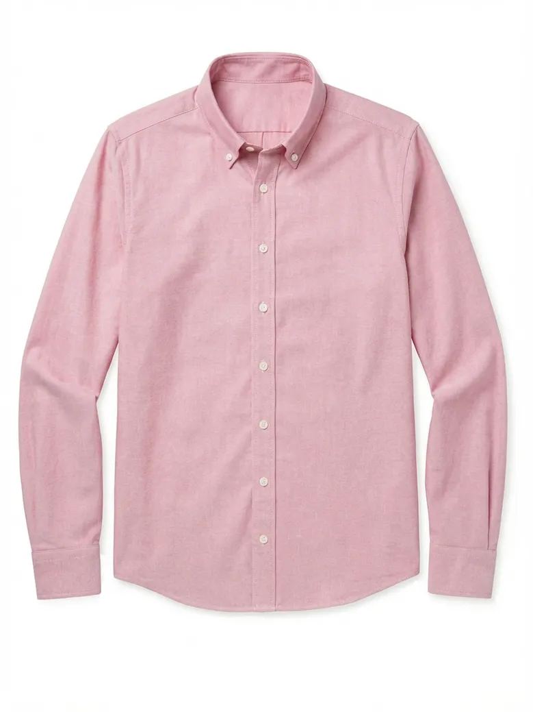 Chemise en Oxford américain épais uni rose dragée