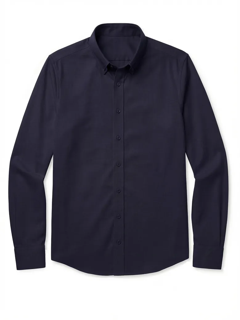 Chemise en Oxford américain épais uni bleu marine