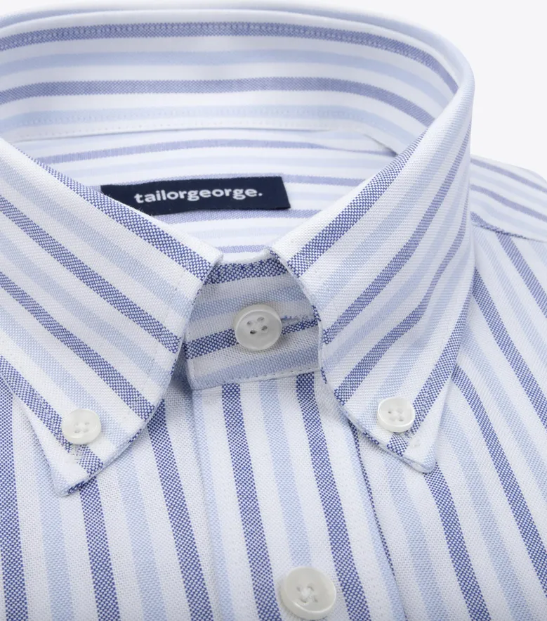 Chemise en Oxford américain épais à rayures bleu ciel