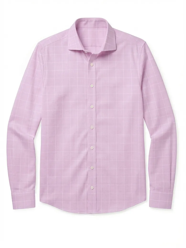 Chemise en twill à carreaux mauve