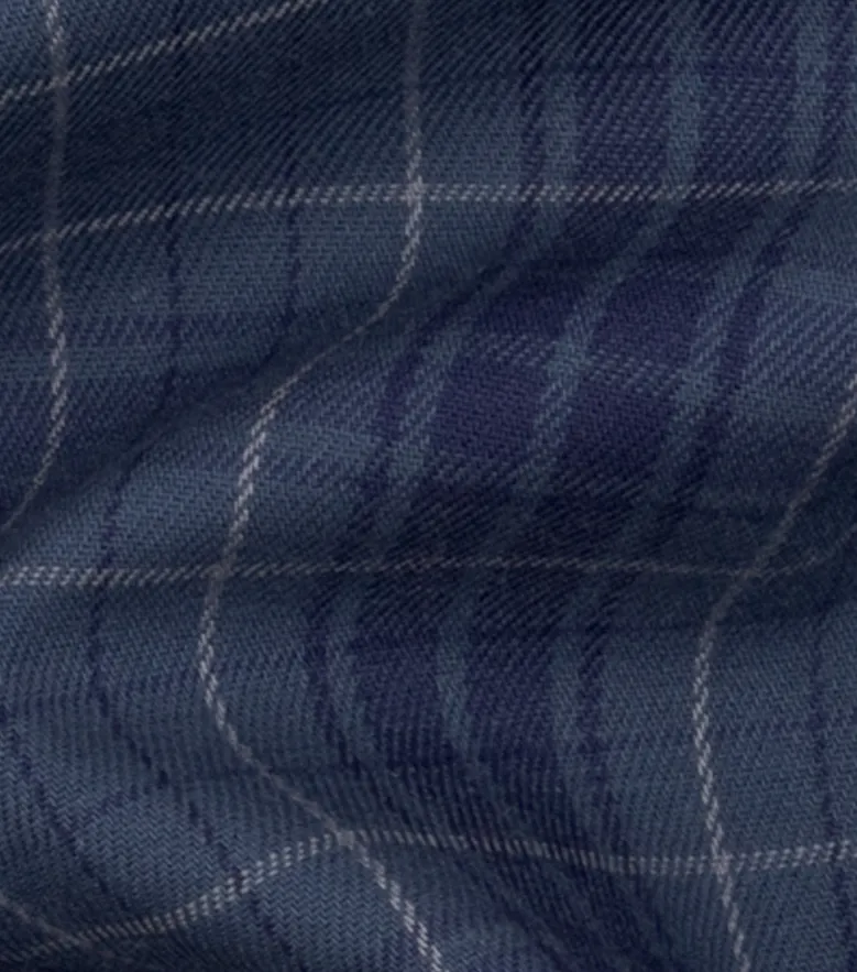 Chemise en twill à carreaux écossais bleu