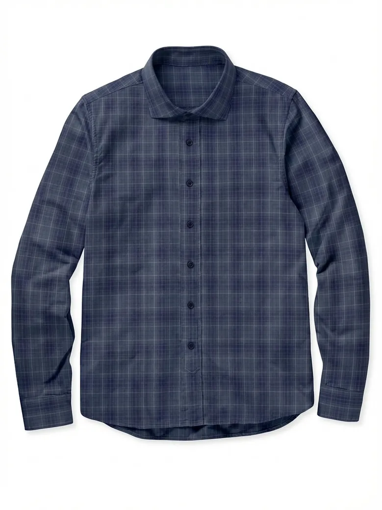 Chemise en twill à carreaux écossais bleu