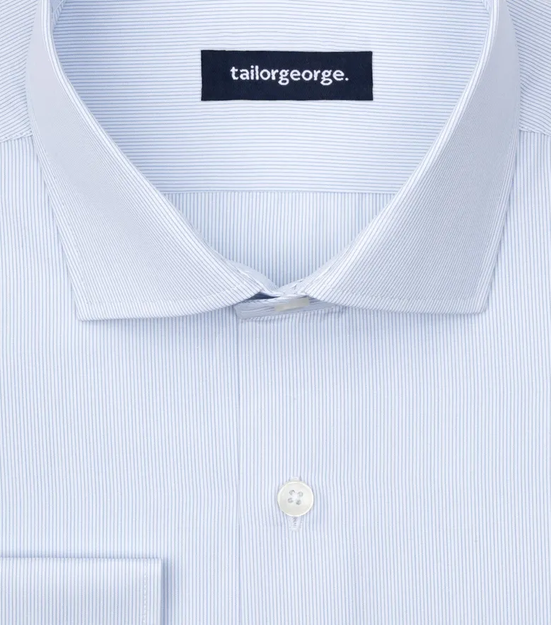 Chemise en popeline à rayures bleu ciel facile à repasser