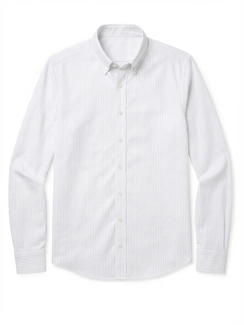 Chemise en Oxford américain épais à rayures gris clair