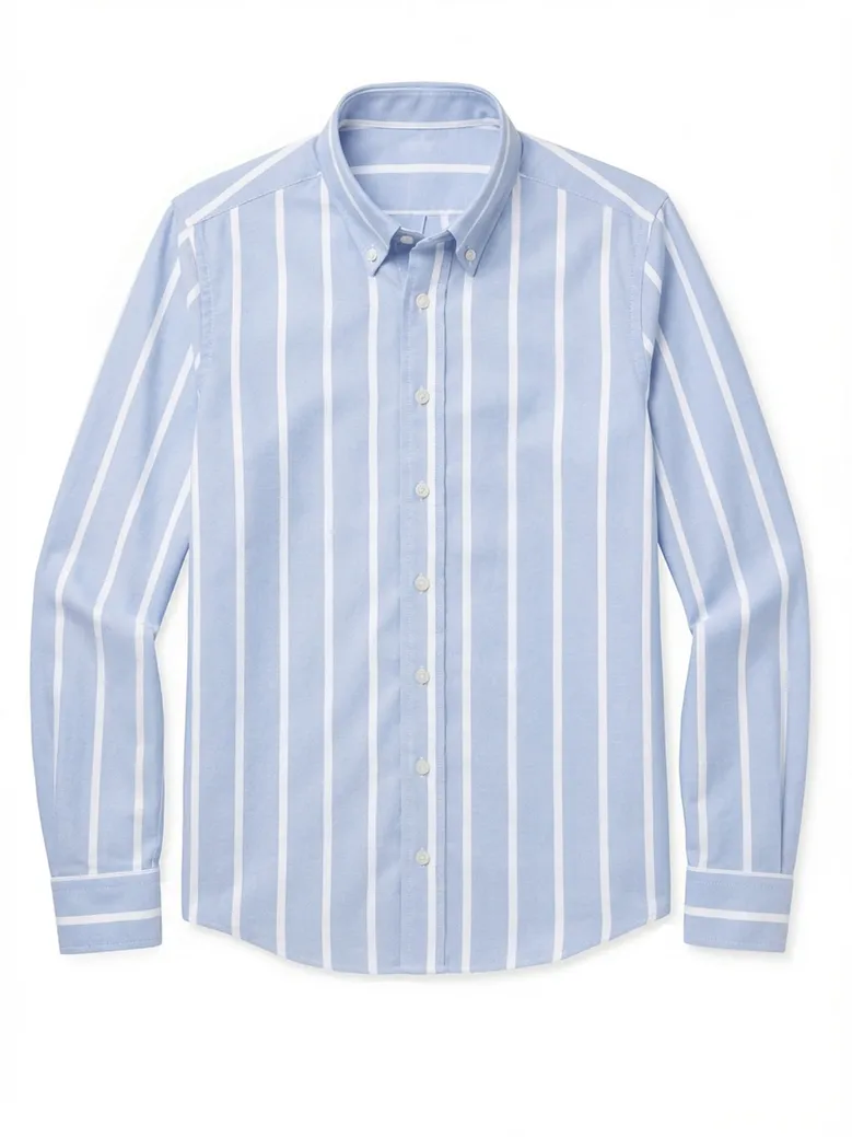 Chemise en Oxford américain épais à rayures bleu ciel