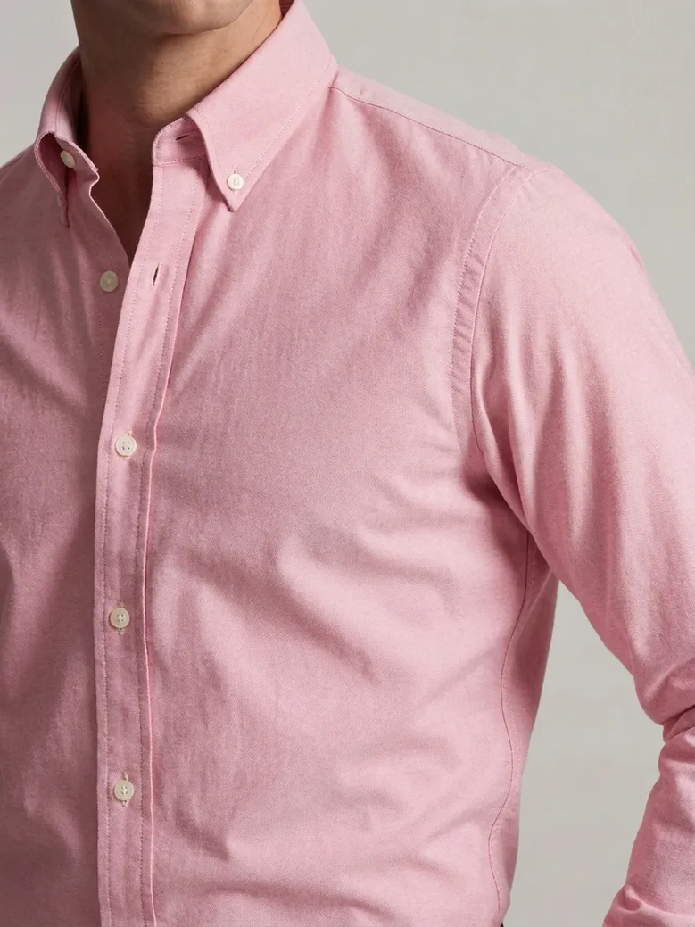 Chemise en Oxford américain épais uni rouge corail