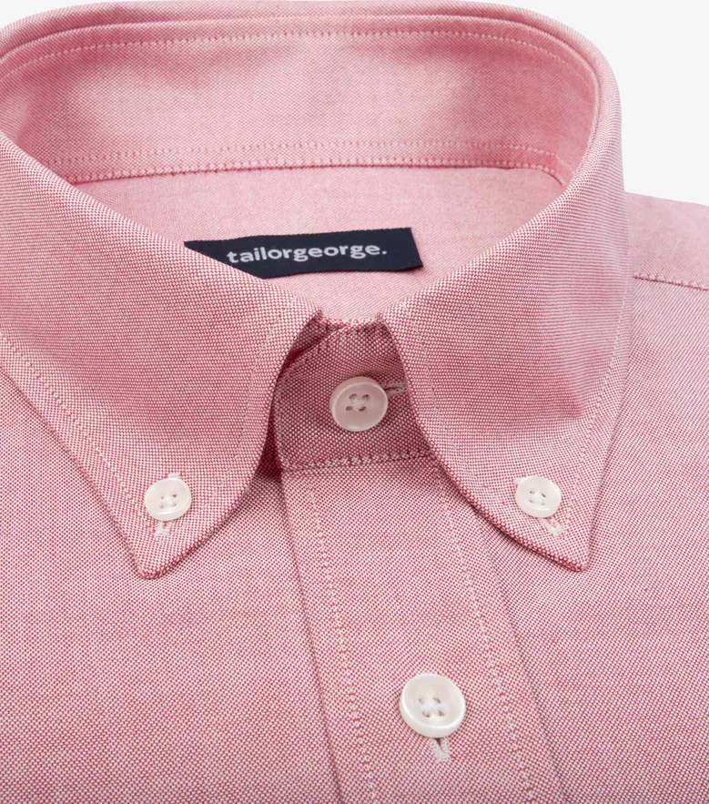 Chemise en Oxford américain épais uni rouge corail