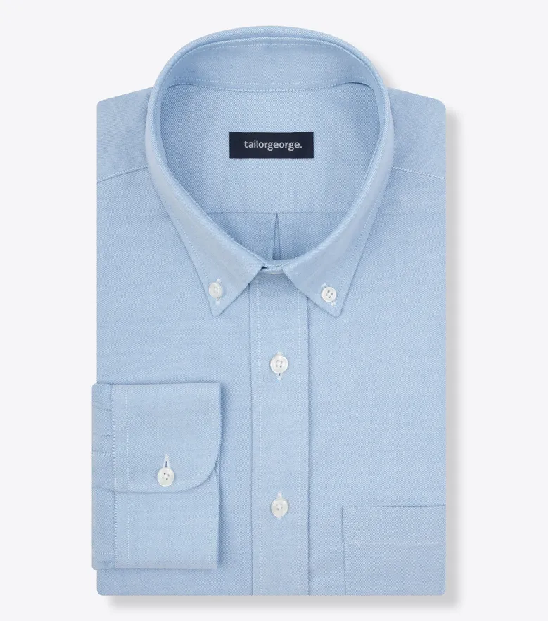 Chemise en Oxford américain épais uni bleu clair