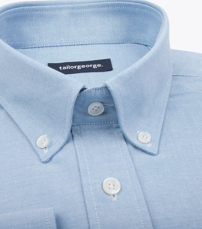 Chemise en Oxford américain épais uni bleu clair