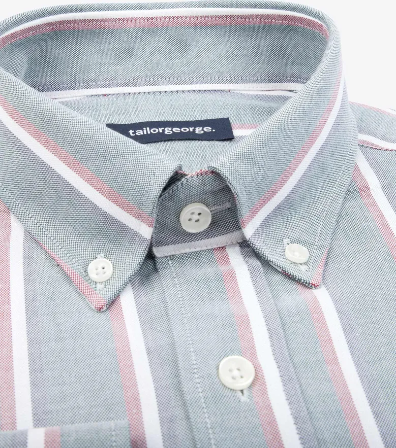 Chemise en Oxford américain épais à rayures gris clair