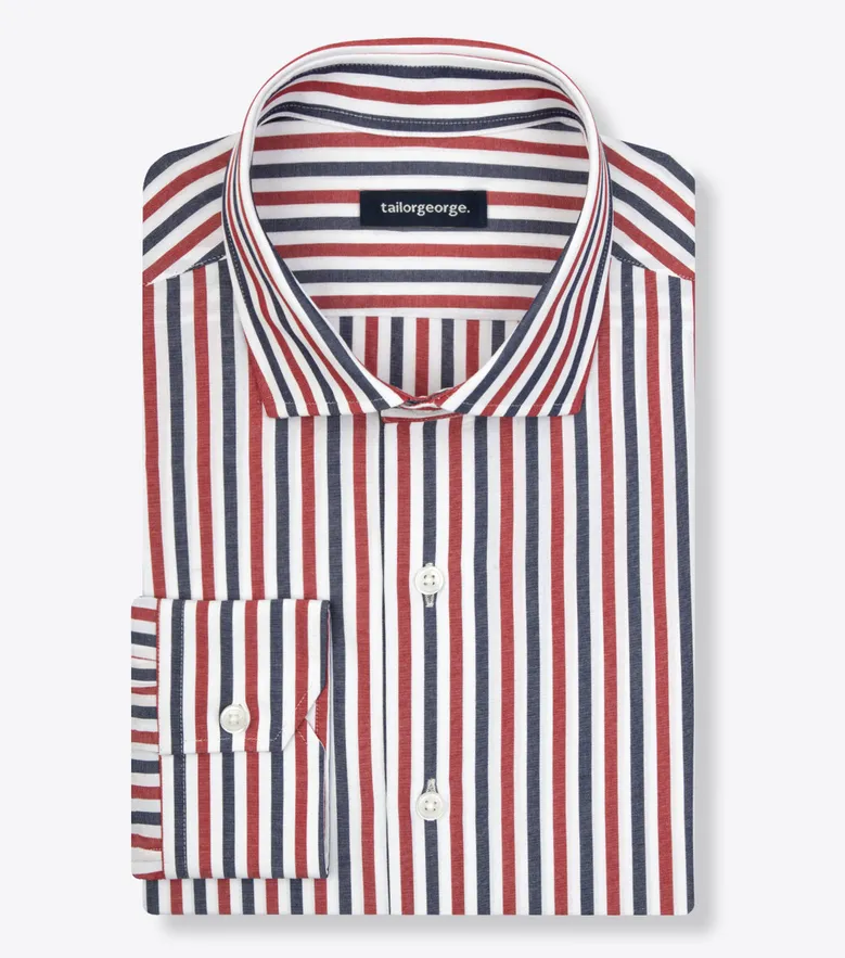 Chemise en popeline à rayures bleu