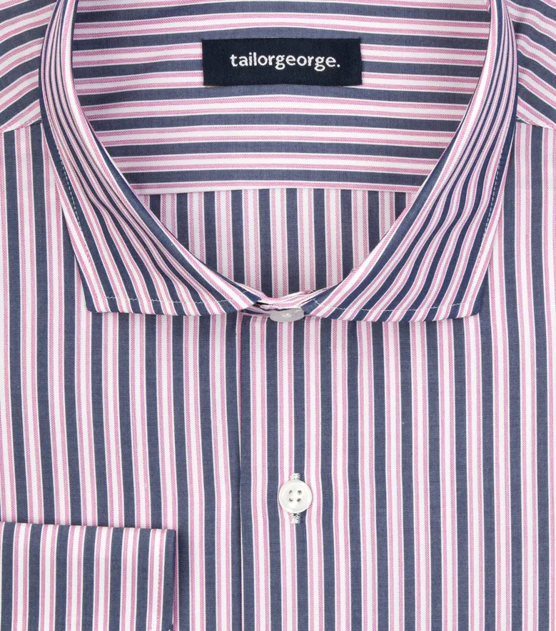 Chemise en popeline à rayures bleu
