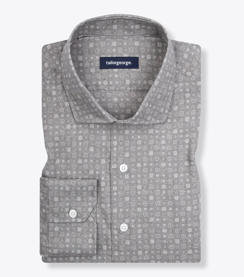 Chemise en flanelle légère grise à motif