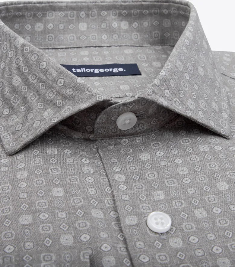 Chemise en flanelle légère grise à motif
