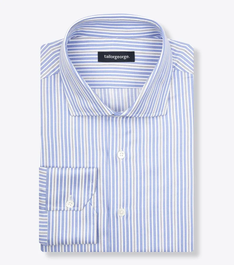 Chemise en twill à rayures bleu