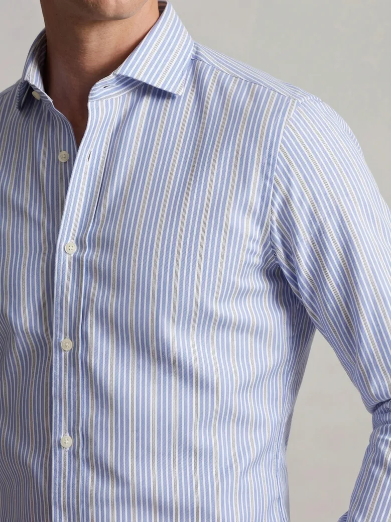 Chemise en twill à rayures bleu