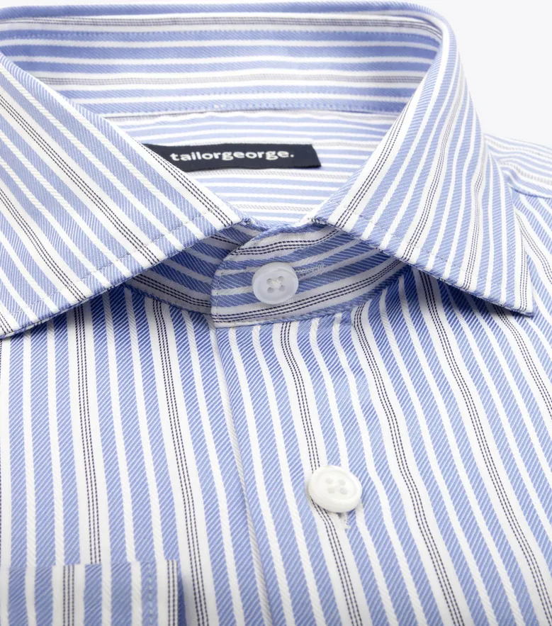 Chemise en twill à rayures bleu